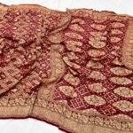 Light Maroon Bandhani Khaddi Georgette Handloom Banarasi Saree