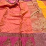Rani Gold Organza Silk Jari Skirt Border Pallu Jacquard Handloom Banarasi Saree