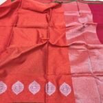 Rani Orange Organza Silk Silver Boota Border  Pallu Handloom Banarasi Saree