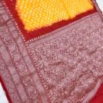 Red Gold Bandhani Semi Silk Jari Kanjivaram Handloom Banarasi Saree