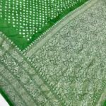 Green Bandhani Semi Silk Kanjivaram Handloom Banarasi Saree