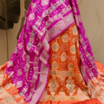 Orange Rani Bandhani Dupion Silk Handloom Banarasi Dress 3 piece