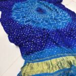 Blue Sky Blue Bandhani Gajji Silk Jari Pallu Handloom Dupatta