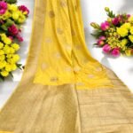 Gold Georgette Silk Jari Traditional Boota Handloom Banarasi Saree