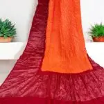 Red Orange Bandhani Silk Kanjivaram Jari Handloom Baranasi Dupatta