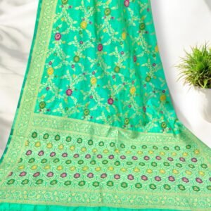Sea Green Dola Silk Jari Alfi Traditional Patola Handloom Banarasi Saree