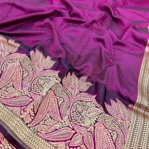 Magenta Khaddi Handwoven Traditional Banarasi Mashroo Silk Saree