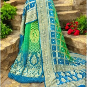 Shaded Banarasi Khaddi Georgette Bandhani Lehenga with Dupatta & Blouse