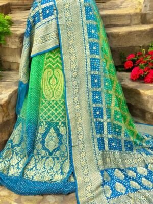 Banarasi Khaddi Georgette Bandhani Lehenga