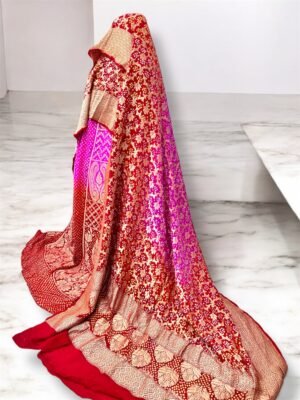Banarasi Khaddi Georgette Bandhani Lehenga