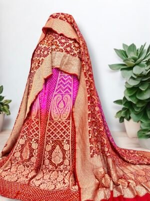 Banarasi Khaddi Georgette Bandhani Lehenga