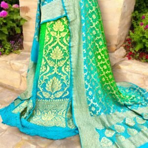 Shaded Banarasi Khaddi Georgette Bandhani Lehenga with Dupatta & Blouse