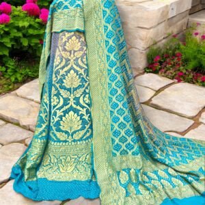Shaded Banarasi Khaddi Georgette Bandhani Lehenga with Dupatta & Blouse