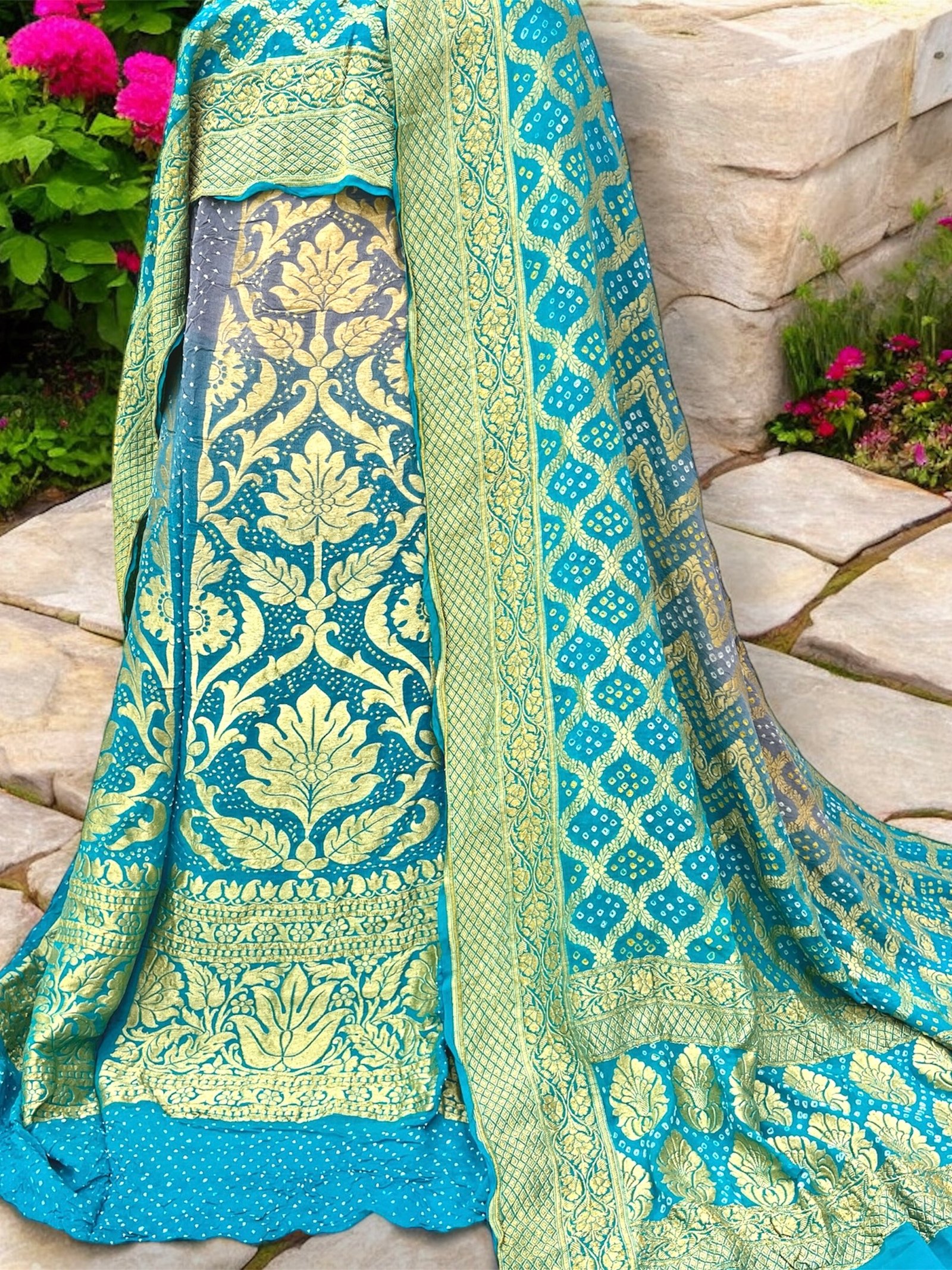 Khaddi Georgette Bandhani Lehenga
