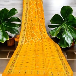 Gold Banarasi Dupion Silk Saree – Timeless Traditional Bridal Elegance