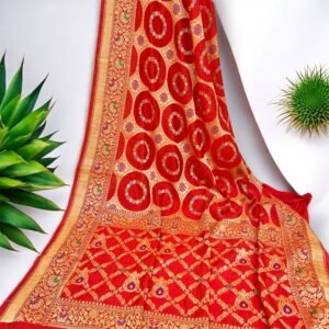 Red Banarasi Dupion Silk Saree – Timeless Traditional Bridal Elegance