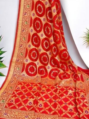 Red Designer Banarasi Dupion Silk Saree