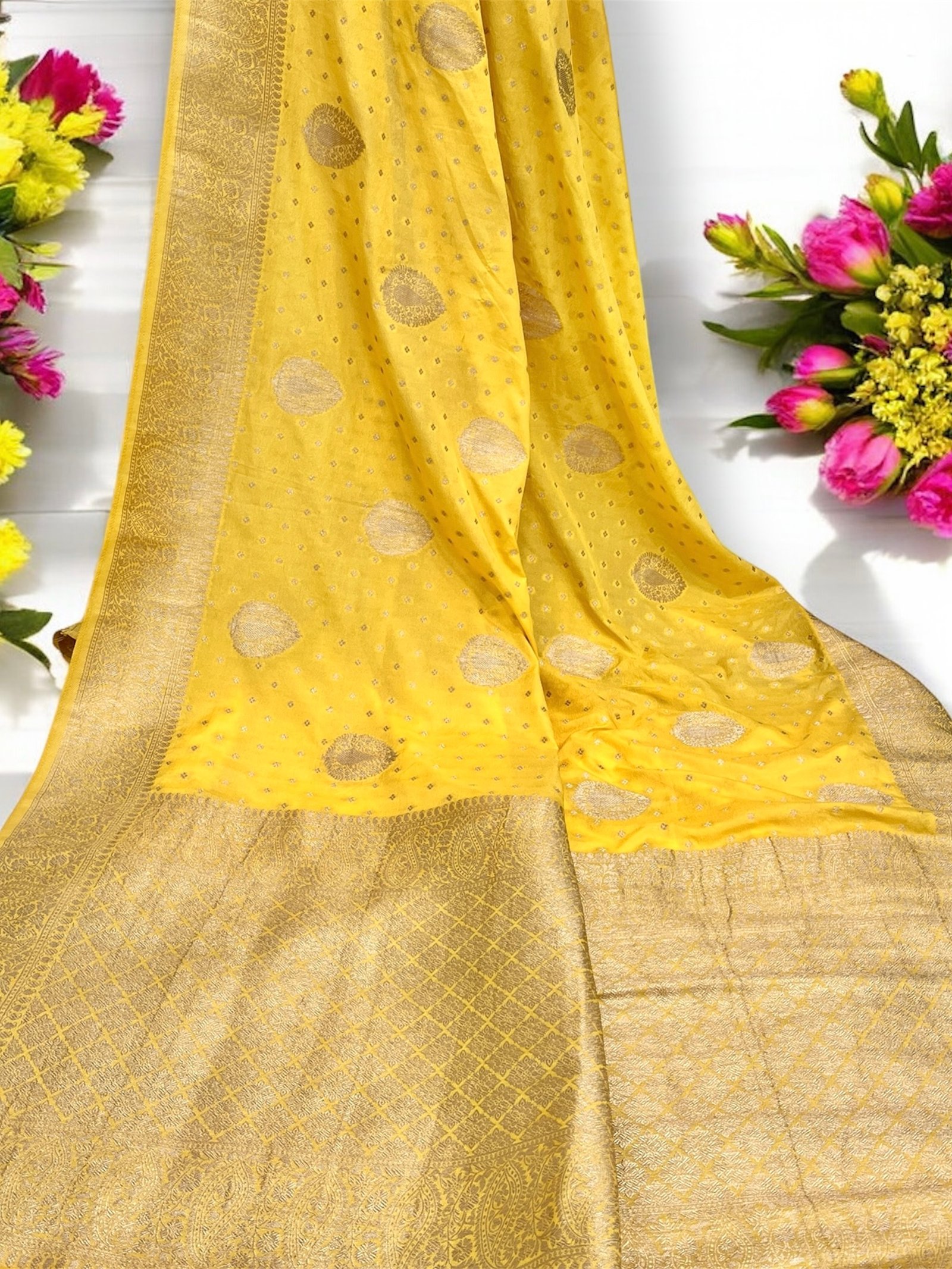 Royal Gold Banarasi Semi Georgette Saree