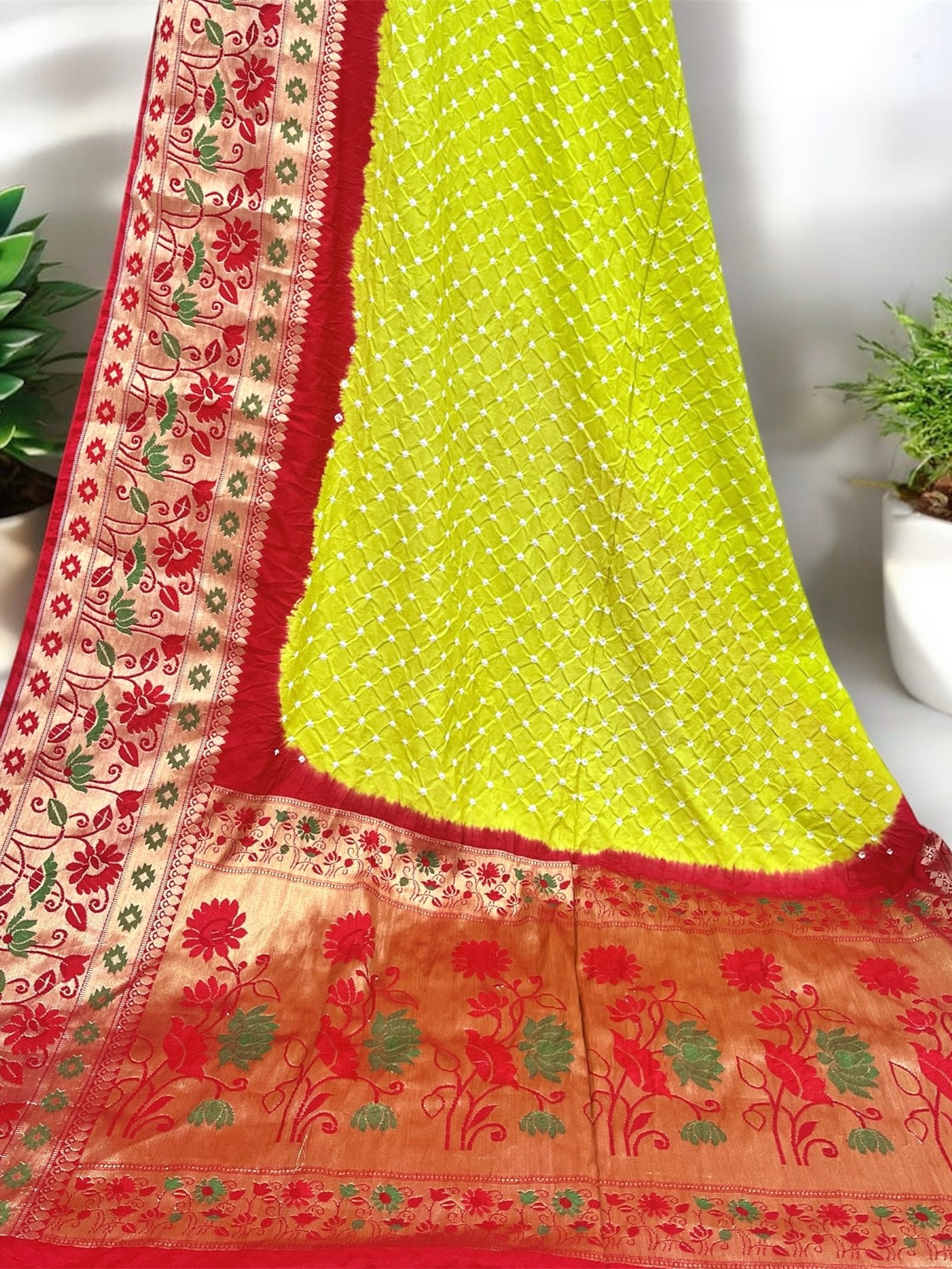 Kanjivaram Silk Bandhani Saree