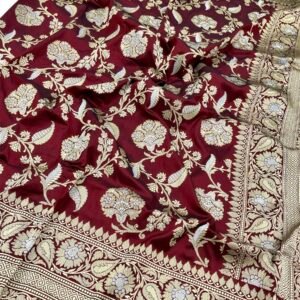 Royal Maroon Banarasi Handwoven Katan Silk Saree