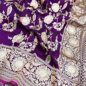 Royal Dark Purple Banarasi Handwoven Katan Silk Saree