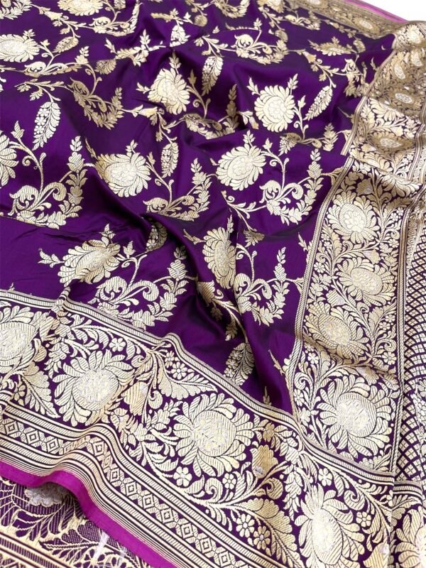 Royal Dark Purple Banarasi Handwoven Katan Silk Saree