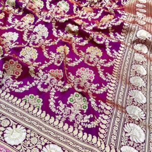 Royal Magenta Banarasi Handwoven Katan Silk Saree