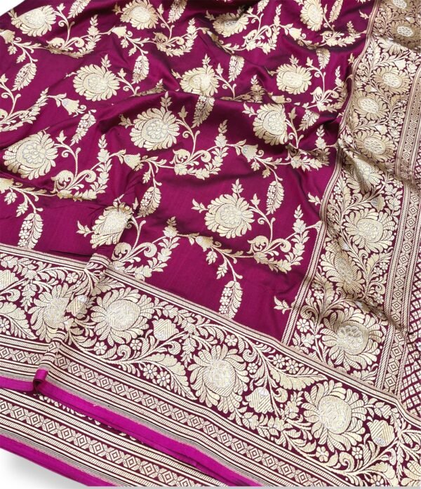 Royal Gulabi Magenta Banarasi Handwoven Katan Silk Saree