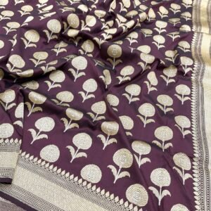 Royal Coffee Banarasi Rambo Handwoven Katan Silk Saree