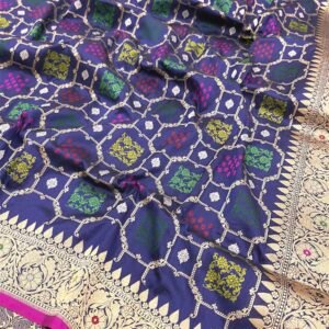 Royal Nevi Blue Banarasi Handwoven Katan Silk Saree