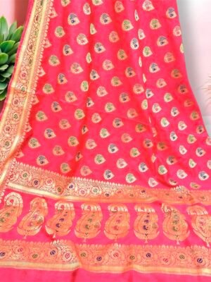 Royal Peach Banarasi Dupion Silk Saree