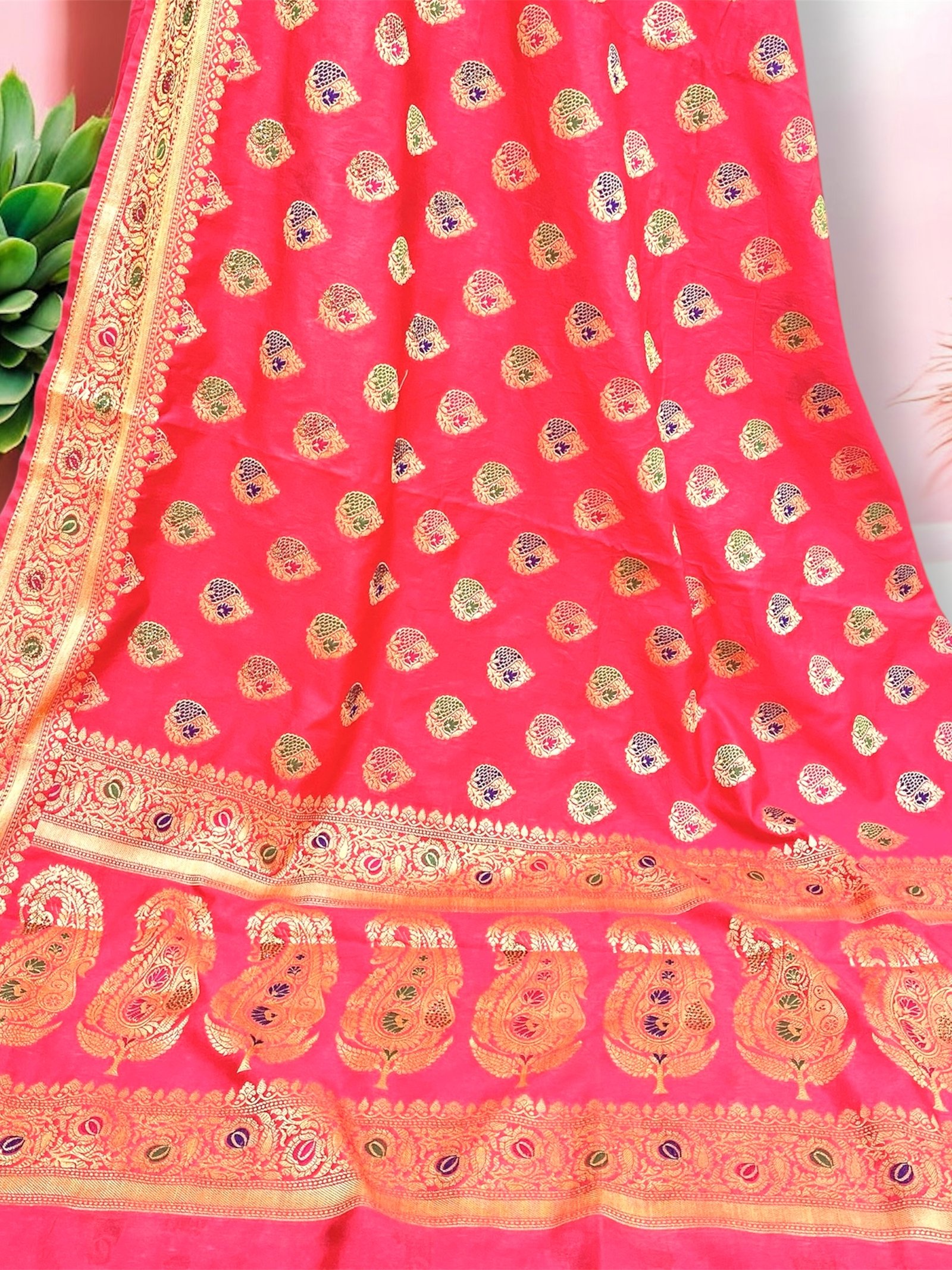 Royal Peach Banarasi Dupion Silk Saree
