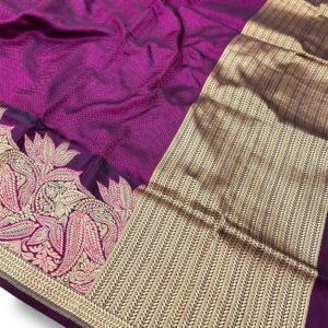 Royal Purple Wine Banarasi Handwoven Mashroo Silk Saree