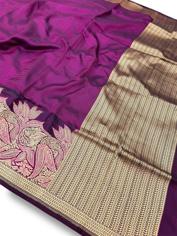 Royal Purple Wine Banarasi Handwoven Mashroo Silk Saree