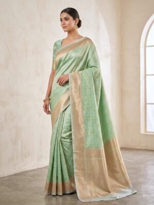 Royal Sea Green Banarasi Handwoven Mashroo Silk Saree