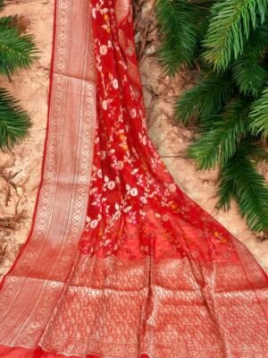 Designer Semi Georgette Silk Banarasi Saree