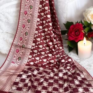 Coffee Designer Semi Georgette Silk Banarasi Saree
