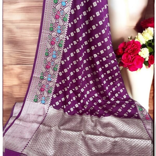 Purple Designer Semi Georgette Silk Banarasi Saree
