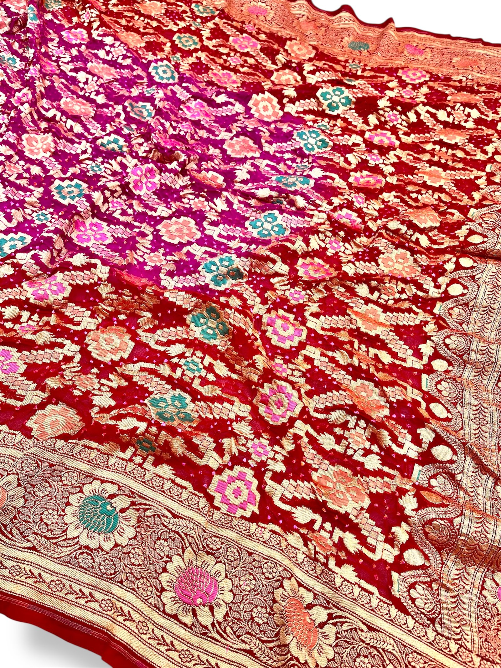 Georgette Meena Bandhani Saree