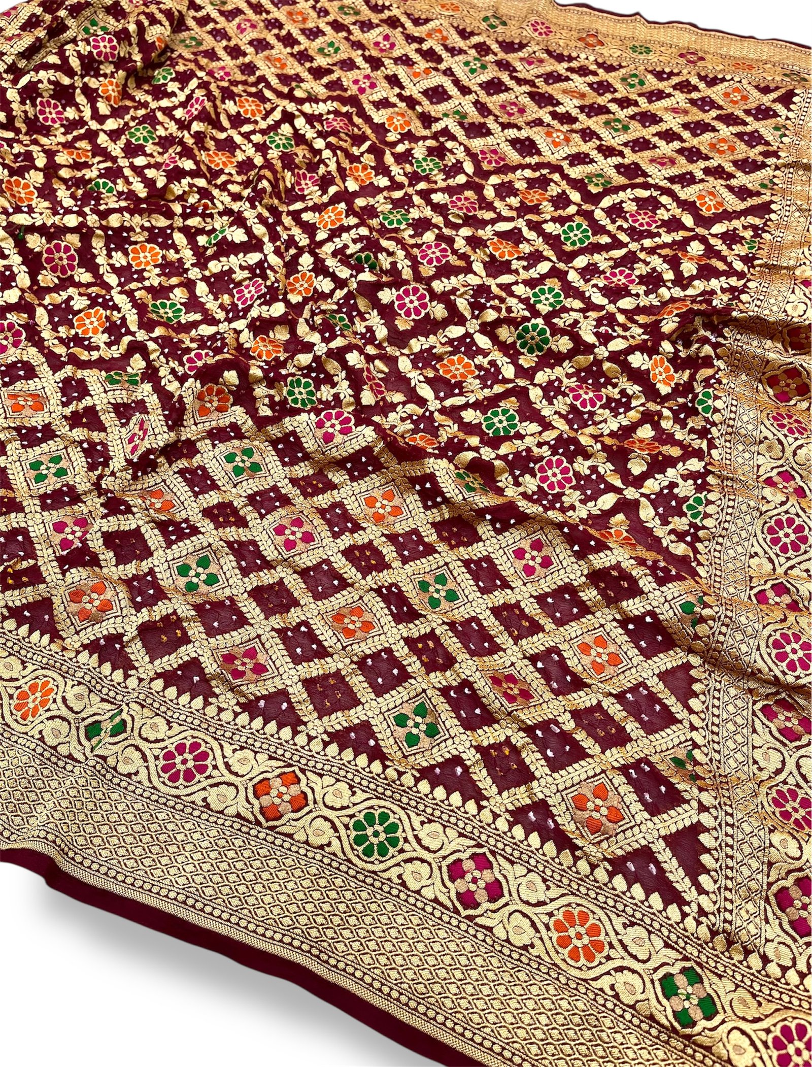 Georgette Meena Bandhani Saree