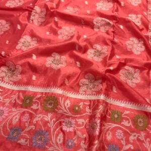 Strawberry Pink Banarasi Silk Saree