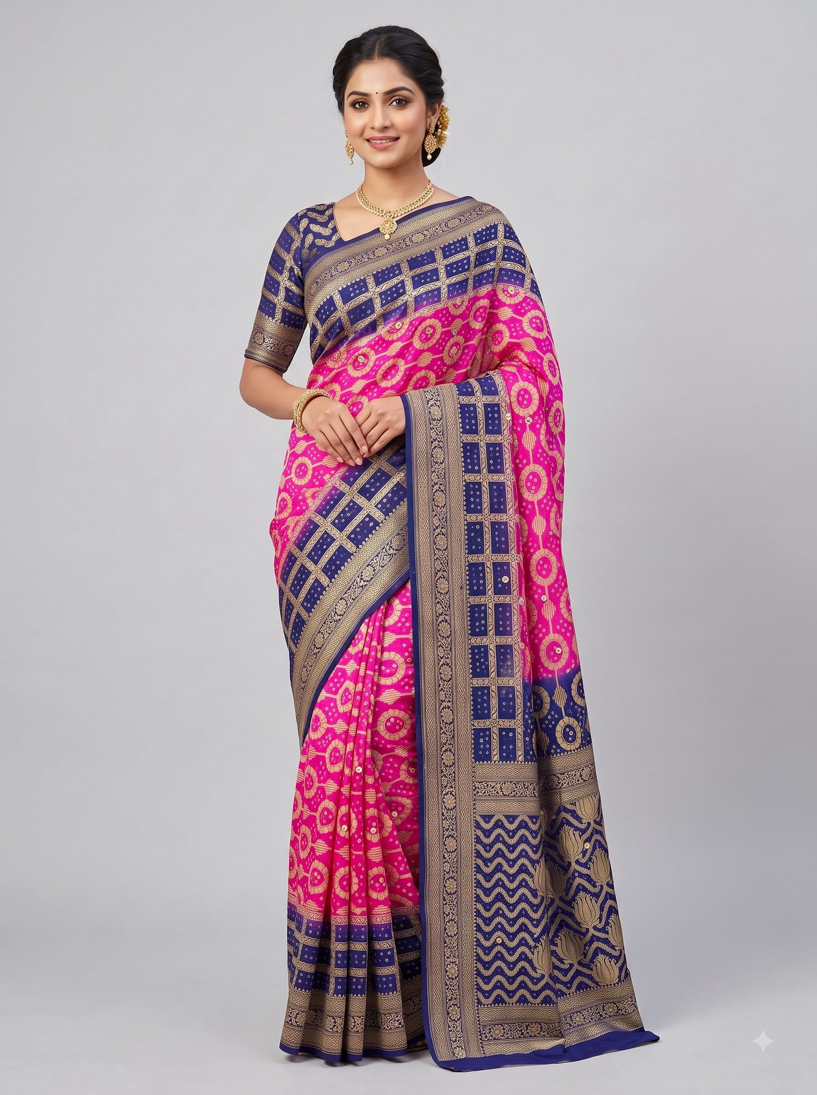 Banarasi Khaddi Georgette Bandhani Saree