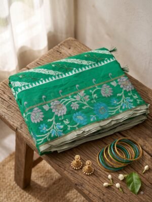 Royal Rama Green Banarasi Silk Saree