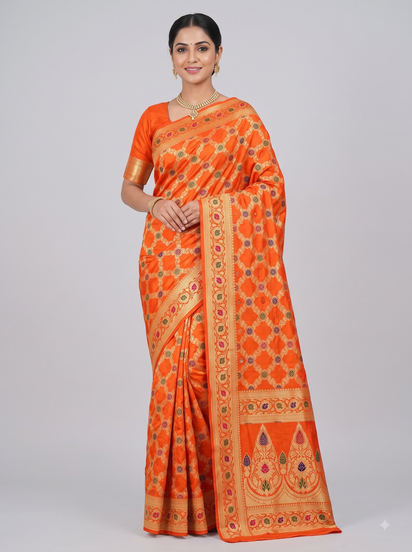 Banarasi Dupion Silk Jaal Sarees